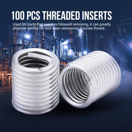100Pcs M8X1.25X2D Stainless Steel Coiled Wire Insert Set Helical Threaded Insert Wire Screw Sleeve Threads Repair Tools 2