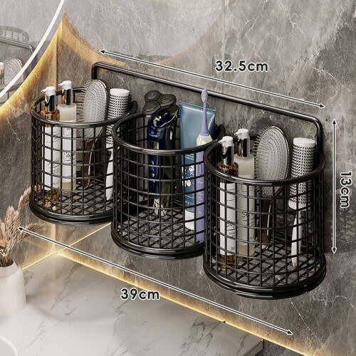Strong Iron Bathroom Storage Tray With Protective-Black 1 1