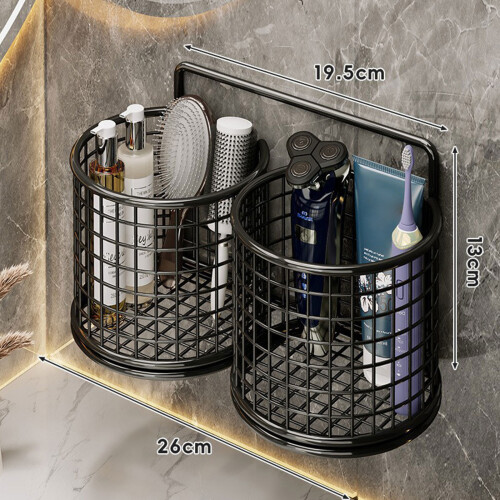 Strong Iron Bathroom Storage Tray With Protective-Black 1 2