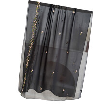 Écharpe musulmane brodée de fleurs, châle léger en-Noir