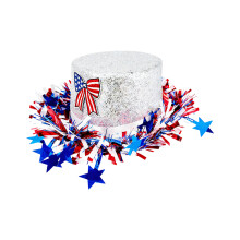 Elegant Homburg Hat with Unique Patriotic Tinsel Flat-White os