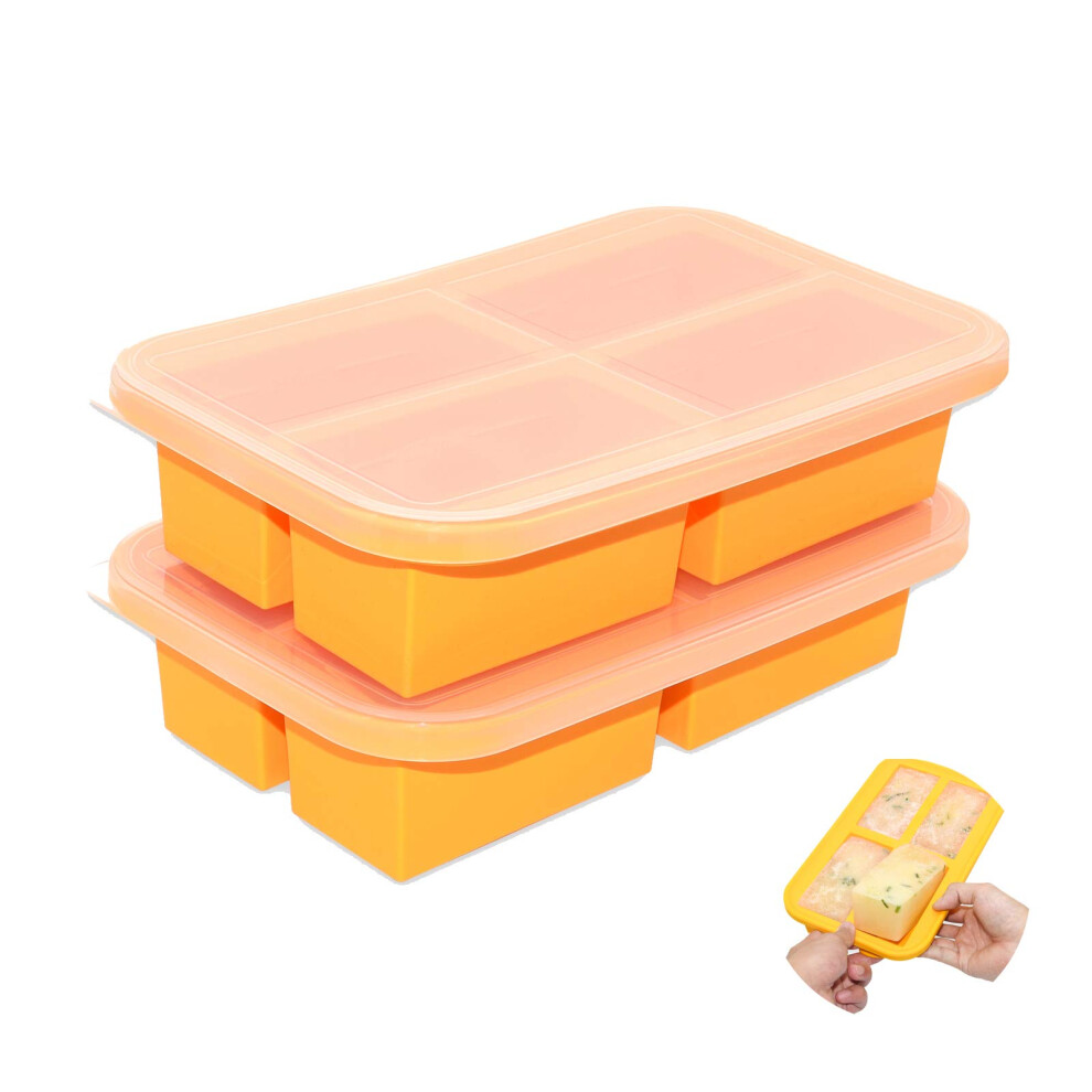 Silicone Soup Container With Lid, Zer For Baby Food, Food Storage Container, Large Jumbo Ice Cube Tray For Making Soup Sauce, 300Ml Portion, Bpa (2) Bangp