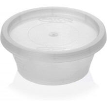 ENCASE 50 Satco Plastic Food Takeaway Microwave Heavy Duty Cups with Lids 2oz 4oz 8oz 12oz 16oz (Clear, 2oz)