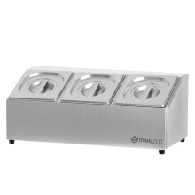 Mahlzeit stainless steel ingredient containers | 3 x 1/6 GN catering containers with rubber feet | 51 x 24.5 x 21.5cm | Cocktail ingredient containers