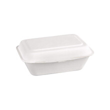 Fiesta Compostable Biodegradable Disposable Bagasse Hinged Food Containers | 182(W) x 135(D) mm / 7 x 5 1/4 inch | Pack of 250 | DW248