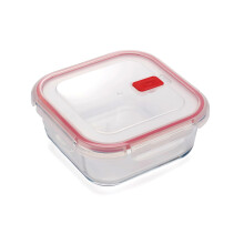 CURVER Square Glass Airtight Food Storage Container - 1.1L Capacity with Clip Lock - Easy Storage & Keeps Food Fresh - Freezer & Oven Safe