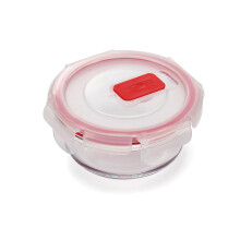 CURVER Round Glass Airtight Food Storage Container (3pcs) - 0.2L Capacity with Clip Lock - Easy Storage & Keeps Food Fresh - Freezer & Oven Safe