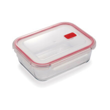 CURVER Rectangular Glass Airtight Food Storage Container - 1.5L Capacity with Clip Lock - Easy Storage & Keeps Food Fresh - Freezer & Oven Safe