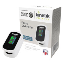 Kinetik Wellbeing Finger Pulse Oximeter - Heart Rate Monitor, Blood Oxygen Saturation Monitor for Adults & Kids, Accurate Oxy-Exact Alert - In