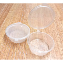 100ml 4oz Clear Shallow Round Pots with Hinged Lids Reusable, Recyclable, Microwave safe, Freezer Safe- Ideal for Restaurants, takeaways for storing