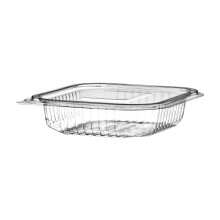 Thali Outlet - 100 x 150cc Clear Plastic Salad Containers with Hinged Lids Stackable Leakproof Rectangle Boxes