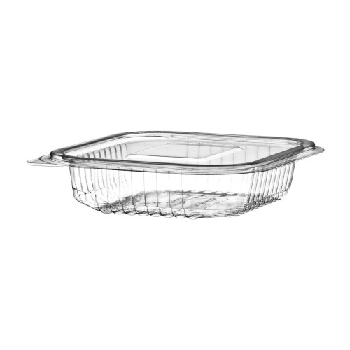 Thali Outlet - 100 x 150cc Clear Plastic Salad Containers with Hinged Lids Stackable Leakproof Rectangle Boxes