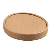 Thali Outlet - 100 x 26oz / 32oz Kraft Paper Vented Lids to Fit Brown Kraft HD Soup Containers