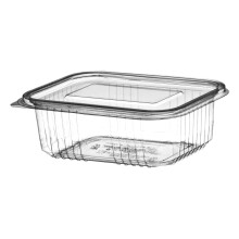 Thali Outlet - 300 x 750cc Clear Plastic Salad Containers with Hinged Lids Stackable Leakproof Rectangle Boxes
