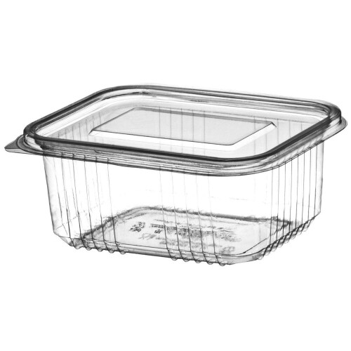 Thali Outlet - 200 x 1000cc Clear Plastic Salad Containers with Hinged Lids Stackable Leakproof Rectangle Boxes