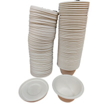 Foglish Home & Garden 2oz Disposable Sauce Pots with Lids, Bagasse Paper Material, Food Container, Eco Friendly, Recyclable (50)