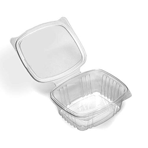 Thali Outlet - 200 x 1000cc Clear Plastic Salad Containers with Hinged Lids Stackable Leakproof Rectangle Boxes 2