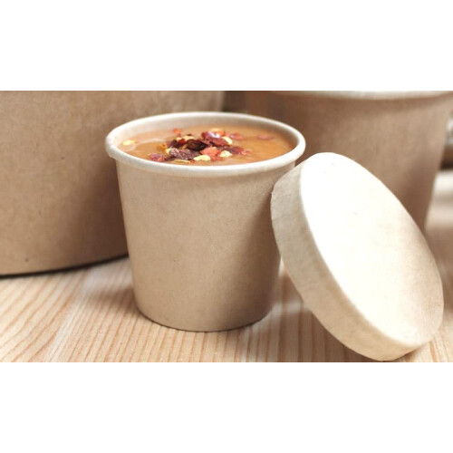4oz Kraft Paper Portion Pots with Lids - Pack of 100 2