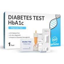 GetTested Diabetes Test (HbA1C), At-Home Rapid Blood Test Kit, Finger-Prick Sample for Average Blood Sugar Levels, Private Self-Testing with Clear and