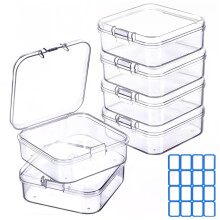 Qualsen 6 Pieces Small Clear Plastic Storage Boxes with Lids, Rectangular Craft Storage Box for Collecting Beads, Earrings, Jewelry, Seeds, Coins,