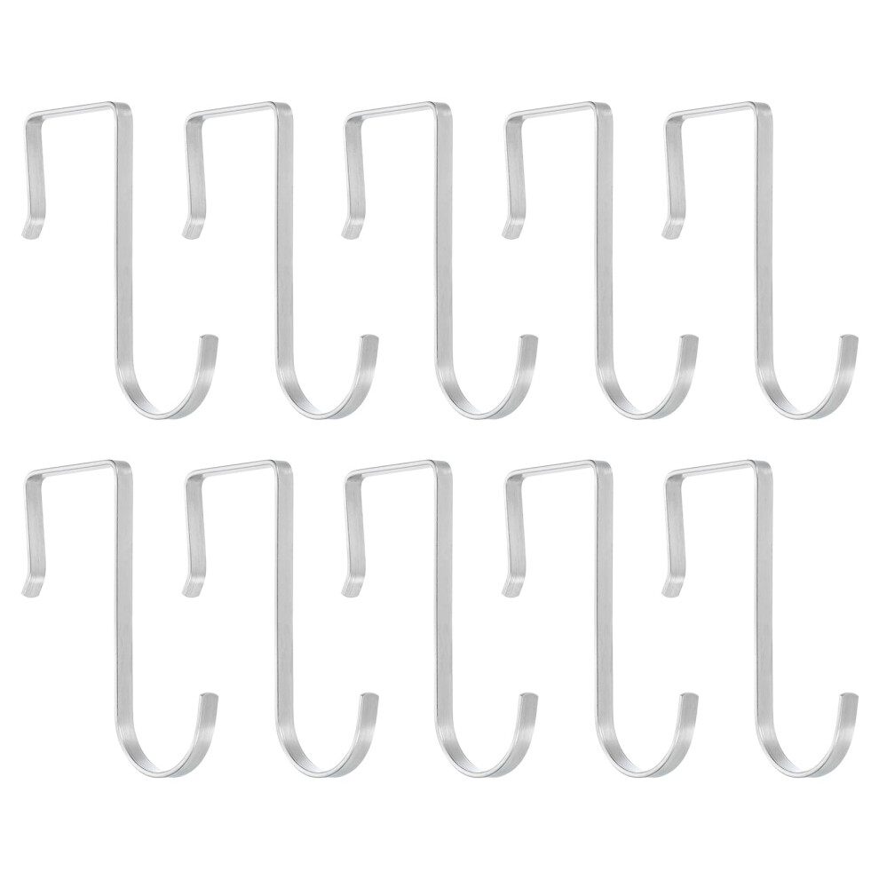 Sourcing Map 10Pcs J-Shaped Hook, Hanging Sink Grid Hooks Fit 30Mm Od For Hanging, Drying, Kitchen Spoon Hanger Supermarket, Silver 5051225296735
