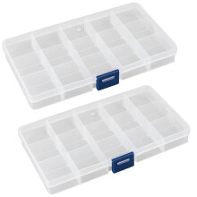 Luxiremi Organiser Box 2Pcs Small Craft Storage Boxes with Compartments Clear Plastic Storage Earring Containers Jewellery Screw Box with Adjustable