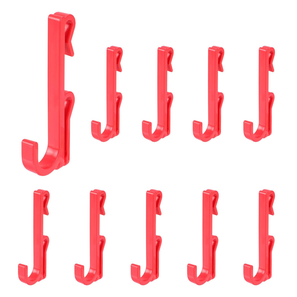 Sourcing Map 10 Grid Wall Hooks, 2.8 Inch Grid Wall Panel Plastic Utility Hook, Shelf Hooks For Garage Store Warehouse Shop Home Hanging, Red 5051225298326