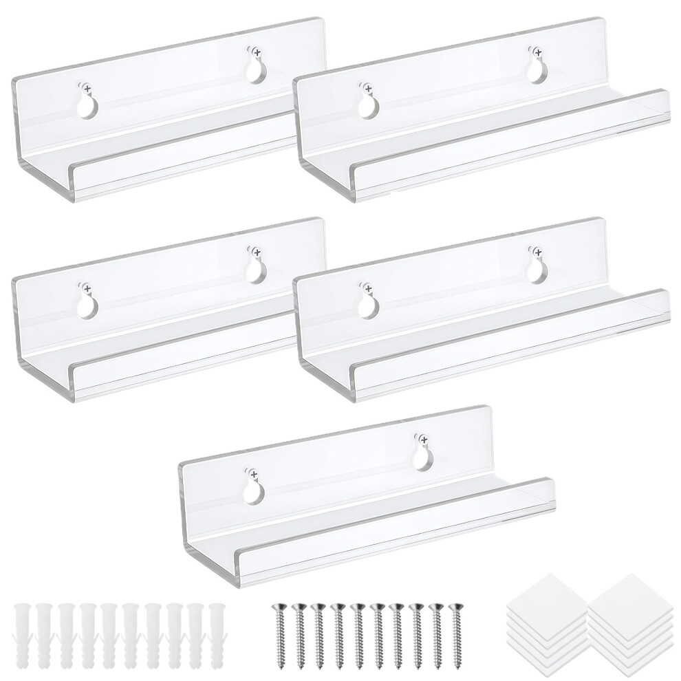 Ericotry 5Pcs 4Inch Clear Acrylic Floating Shelve Cd Display Wall Mount Shelves Storage Rack Vinyl Holder For Album Record Wall Decor 5051225295622