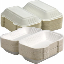 Catergold 100 Hinged Clamshell Takeaway Containers Bagasse Sugarcane Boxes (9 x 6 (23 x 15cm))