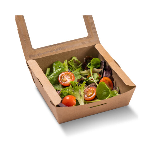 Vegware Compostable Medium Kraft Pasta Box with Window Case 300 1