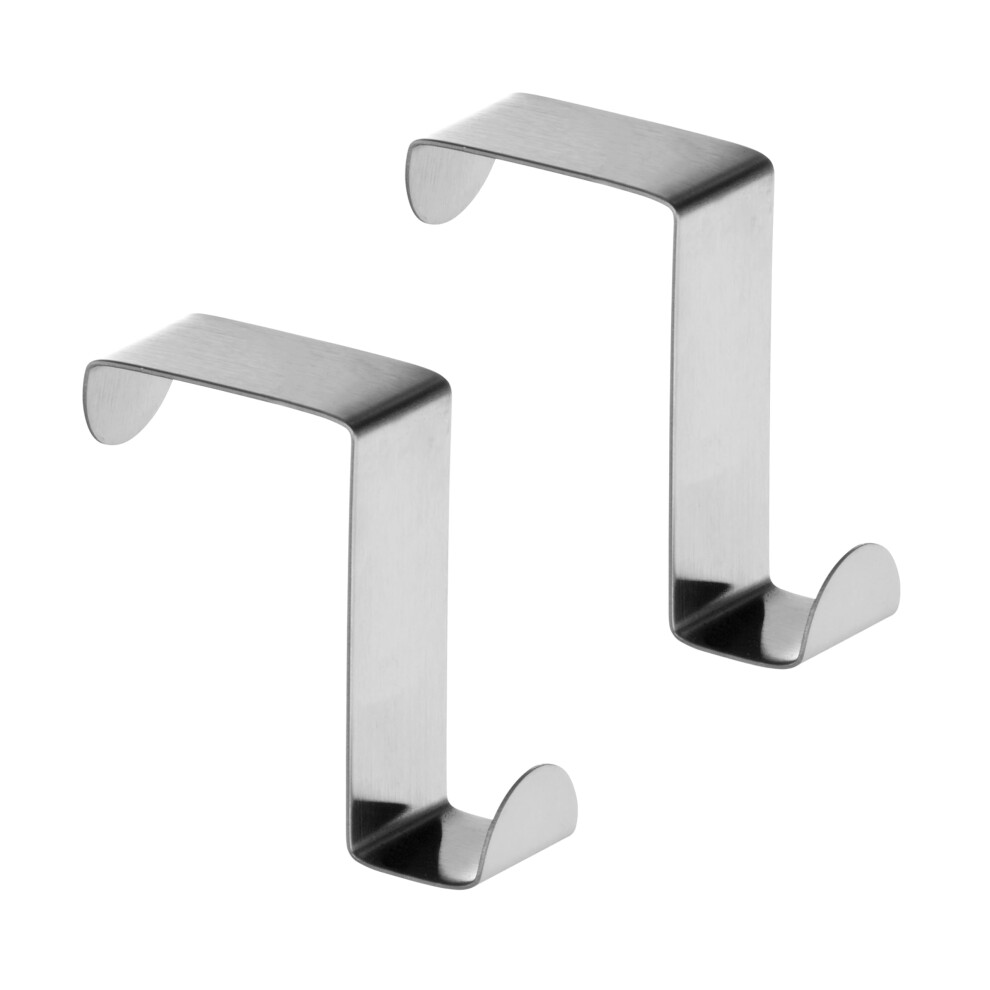 Premier Housewares Versatile Over Door Reversible Hook | Stainless Steel Over Door Hooks | Set Of 2 Bathroom Door Hooks | Easily Installed Coat Hooks