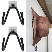 AUXPhome Universal Cowboy Hat Rack - Hat Holder & Organizer - Adhesive Metal Hooks - 2 Pack - Wall Mount for Storage & Display