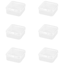 Rumyve 6Pcs Clear Plastic Storage Boxes with Lids - Mini Rectangular Containers for Beads, Business Cards, Pills, and Small Items(4.5 * 4.5 * 2 cm)