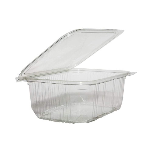 Thali Outlet - 200 x 1000cc Clear Plastic Salad Containers with Hinged Lids Stackable Leakproof Rectangle Boxes 1