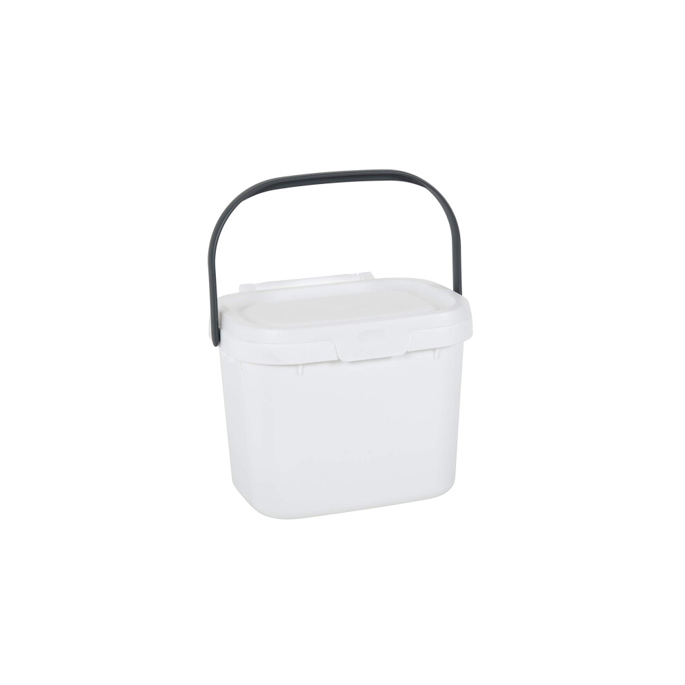 Addis 518252 Everyday Kitchen Food Waste Compost Caddy Bin, 4.5 Litre, /Metallic Sliver, 4.5Ltr White/Silver