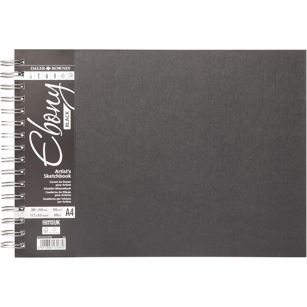 Daler Rowney Ebony Artist Sketchbook Black Paper A4 Landscape-image-OPC-PTCZKCH-NEW