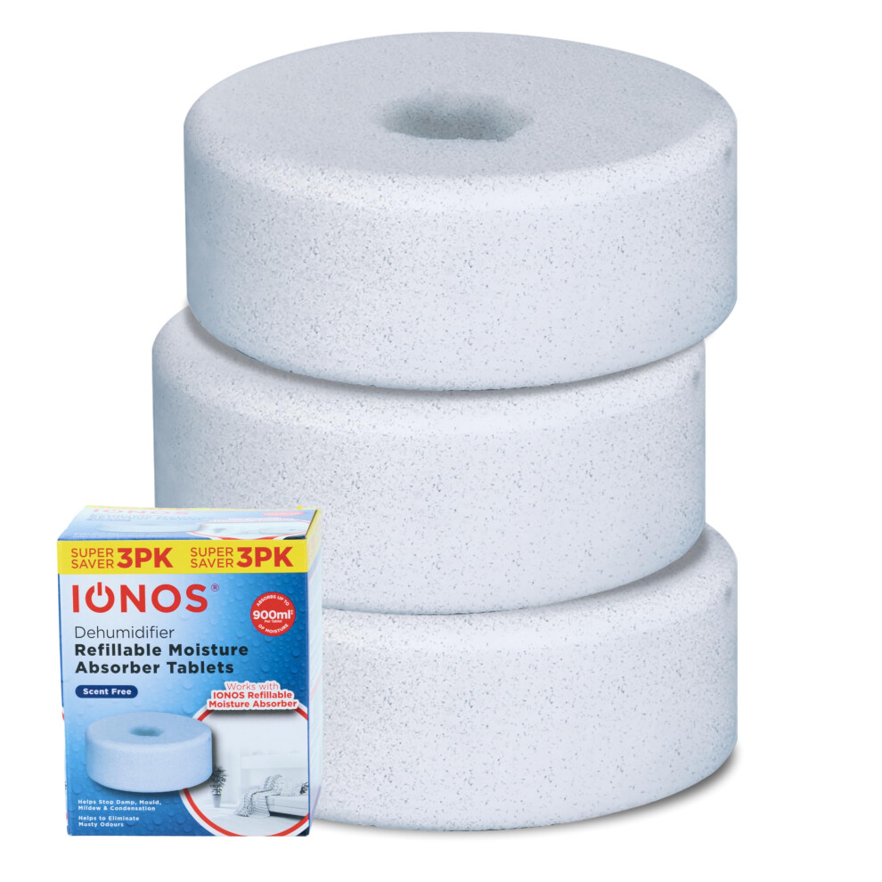 Status Ionos Dehumidifier Refill Tablets 450?G ? Pack Of 3, Absorbs Up To 900?Ml, For Use With Ionrdehumsf1pb12, Unscented Moisture Absorbers