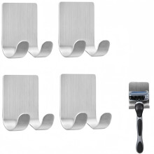 Heyumybit Razor Holder,4 Pcs Self Adhesive Razor Hooks,Waterproof Bathroom Shaver Holder for Shower,Multi-Purpose Hook for Bathroom,Kitchen,Living