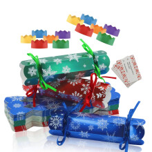 DIY Christmas Crackers Gift Boxes with Hat/Joke,30P Blue Green Red Christmas Party Crackers Bulk No Snap,Make Your Own Cracker Kit for Kid