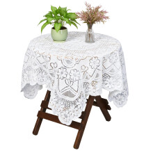 Wanmu 35'' Square Lace Tablecloth, Vintage Small White Lace-Tablecloth for Round Coffee Table Embroidered Tablecloths for Wedding Rectangle Tables