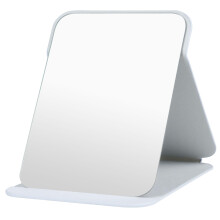 OSDUE Folding Tabletop Mirror, 20.5 * 15.5cm White PU Leather Portable Travel and Desktop Vanity Mirror with Stand for Office Desk, Vanity Table,