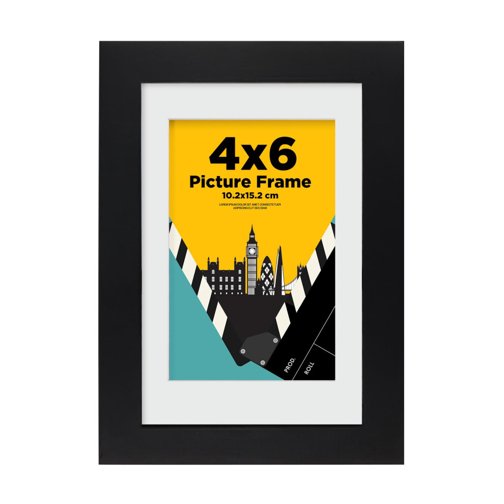 Egofine 6X4 Photo Frame, 100% Solid Wood Frame With Acrylic Glass,Matted For 3.5X5/4X6 Inch Picture, 6X4 Picture Frame For Tabletop And Wall 5051225331603