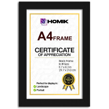 A4 Photo Frame ? Acrylic Glass A4 Picture Frame Black with Mount for Home Decor & Gifts (Single, Black, A4)