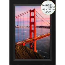 Langdon House 6x4 Black Picture Frame, Modern w/Bevelled Accent, Tabletop Easel Included, Radiant Collection