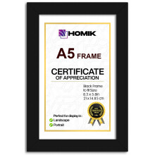 HOMIK A5 Frame with Acrylic Glass and Mount ? A5 Picture Frame for Home Decor or Gift - A5 Black Frame