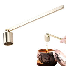 Candle Snuffer, Candle Extinguisher Wick Snuffer Accessory with Long Handle Stainless Steel Candle Snuffer for Most Candles (Gold)