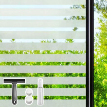 DARUITE Window Film Privacy Film for Glass Windows, Reusable Self Adhesive Stripe Frosted Window Films for Living Room, Kitchen, Front Door, Office