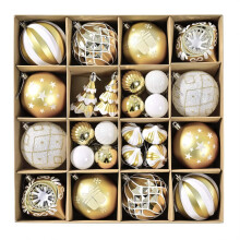 SVNVIOZ Gold White Christmas Baubles Decorations, 43Pcs 8cm Tree Ball Ornaments Set, Xmas Tree Decorations Shatterproof Christmas Balls Decoration
