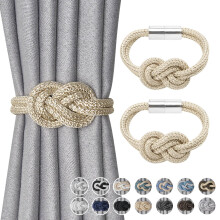 Pretty Jolly 2 Pack Mini Magnetic Curtain Tiebacks Nordic Simple Style Drape Tie Backs Elegant Hand Weave Rope Knot Decorative Curtain Holdbacks for