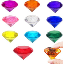 XWCHASA 40mm Gemstones for Kids, 10Pcs Multicolored Acrylic Diamond Gems, Large Pirate Treasure Chest Hunt Toy Children Gemstones Crystals for Pirate